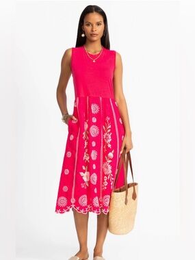 Johnny Was MIXED MEDIA TANK DRESS Size Medium NEW